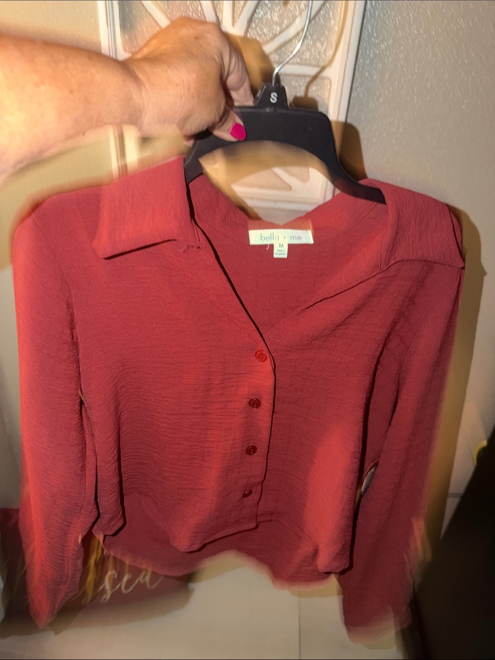 Rust Button-Front Women's Blouse